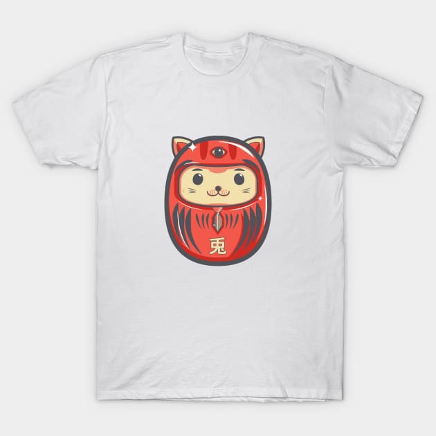 Daruma Rabbit Lucky Charm Japanese T-Shirt by Yamabushi's Kawaii Store